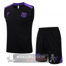 Set Completo Maglia Formazione Senza Maniche Barcelona 2025 2026 Nero Purpureo