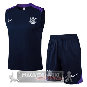 Set Completo Maglia Senza Maniche Formazione Corinthians Paulista 2025 2026 Blu Purpureo