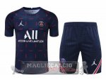 Paris Saint Germain Formazione Set Completo Maglia Calcio 2021-22 Blu Navy Rosso