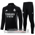 Set Completo Felpa Allenamento Formazione Real Madrid 2025 2026 Nero I Bianco