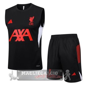 Set Completo Maglia Senza Maniche Formazione Liverpool 2025 2026 Nero Rosso
