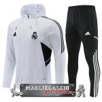 Real Madrid Set Completo Bambino Bianco Nero Giacca Felpa Cappuccio 2022-23