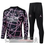 Set Completo Felpa Allenamento Formazione Paris Saint Germain 2025 2026 Nero Rosa