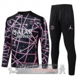 Set Completo Felpa Allenamento Formazione Paris Saint Germain 2025 2026 Nero Rosa