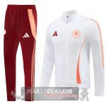 Set Completo Ropa Deportiva Con Cremallera Larga AS Roma 2024 2025 Rosso Bianco