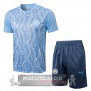 Set Completo Maglia Formazione Manchester City 2024 2025 Blu Luce