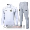 Set Completo Felpa Allenamento Formazione Real Madrid 2025 2026 Bianco Grigio