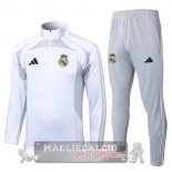 Set Completo Felpa Allenamento Formazione Real Madrid 2025 2026 Bianco Grigio