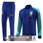Brasile Set Completo Blu Verde Giacca Lunga Zip 2023