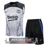 Barcelona Formazione Senza Maniche Set Completo Maglia Calcio 2023-24 Grigio Nero