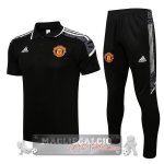 Manchester United nero bianco Maglia Set Completo POLO 2021-22