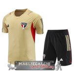 Sao Paulo Formazione Set Completo Maglia Calcio 2023-24 Giallo Rosso Nero