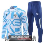 Manchester City Insieme Completo Bambino Felpa Da Allenamento 2022-23 Bianco Blu