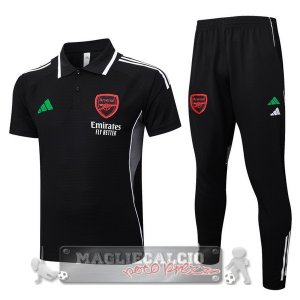Set Completo Arsenal Maglia POLO 2025 2026 Nero Rosso Verde