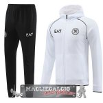 Giacca Felpa Cappuccio Set Completo Napoli 2023-24 Nero Bianco
