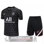 Paris Saint Germain Formazione Set Completo Maglia Calcio 2021-22 Nero Rosa