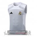 Maglia Formazione Senza Maniche Real Madrid 2025 2026 Grigio Bianco