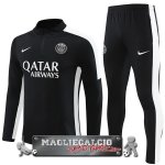Paris Saint Germain Insieme Completo Nero Bianco Felpa Da Allenamento 2023-24