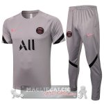 Paris Saint Germain Formazione Set Completo Maglia Calcio 2021-22 Grigio Nero