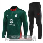 Set Completo Felpa Allenamento Formazione AC Milan 2025 2026 Verde Nero