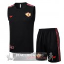 Set Completo Maglia Senza Maniche Formazione Manchester United 2025 2026 Nero Rosso