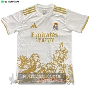 Thailandia speciale Maglia Calcio Real Madrid 2025 2026 Bianco Giallo