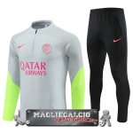 Paris Saint Germain Giocatori Insieme Completo Grigio Verde Felpa Da Allenamento 2023-24