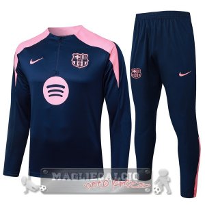 Set Completo Felpa Allenamento Formazione Barcelona 2025 2026 Blu Navy Rosa