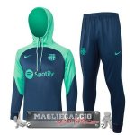 Giacca Felpa Cappuccio Set Completo Barcelona 2023-24 Verde Blu