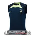 Brasile Formazione Senza Maniche Maglia Calcio 2023 Blu Navy III Verde