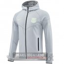 Lunga Zip Giacca Felpa Cappuccio Barcelona 2025 2026 Grigio Luce