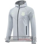 Lunga Zip Giacca Felpa Cappuccio Barcelona 2025 2026 Grigio Luce