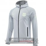 Lunga Zip Giacca Felpa Cappuccio Barcelona 2025 2026 Grigio Luce