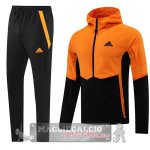 Adidas Set Completo Nero Giallo Giacca Felpa Cappuccio 2022-23