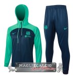 Set Completo Felpa Cappuccio Bambino Barcelona 2023-24 Verde I Blu