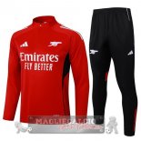 Set Completo Felpa Allenamento Formazione Arsenal 2025 2026 Rosso Nero