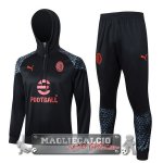 Giacca Felpa Cappuccio Set Completo AC Milan 2023-24 Nero Rosso