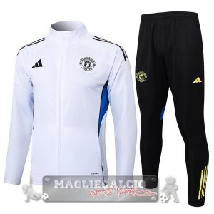 Set Completo Lunga Zip Giacca Manchester United 2025 2026 Bianco Blu Nero