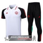 Manchester United Bianco Nero Rosso Set Completo Maglia POLO 2023-24