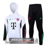 Giacca Felpa Cappuccio Set Completo Bayern Monaco 2023-24 Bianco Nero
