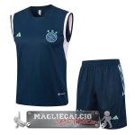 Ajax Formazione Senza Maniche Set Completo Maglia Calcio 2023-24 Blu Navy Rosa