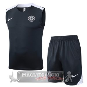 Set Completo Chelsea Maglia Formazione Senza Maniche 2025 2026 Grigio Navy Bianco