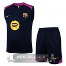Set Completo Maglia Formazione Senza Maniche Barcelona 2025 2026 Blu Navy Purpureo