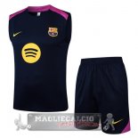 Set Completo Maglia Formazione Senza Maniche Barcelona 2025 2026 Blu Navy Purpureo