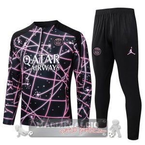 Set Completo Felpa Allenamento Formazione Paris Saint Germain 2025 2026 Nero Rosa