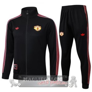 Set Completo Lunga Zip Giacca Manchester United 2025 2026 Nero III Rosso