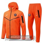 Paris Saint Germain Insieme Completo Arancione Giacca Felpa Cappuccio 2022-23
