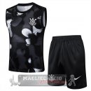 Set Completo Maglia Senza Maniche Formazione Corinthians Paulista 2025 2026 Nero Grigio
