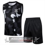 Set Completo Maglia Senza Maniche Formazione Corinthians Paulista 2025 2026 Nero Grigio