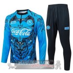 Set Completo Felpa Allenamento Formazione Bambino Napoli 2025 2026 Blu Nero